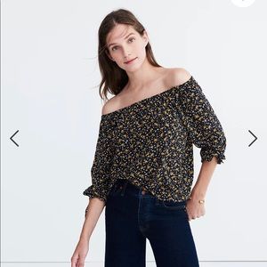 Madewell Silk Off-the-Shoulder Top in Falling Leaves